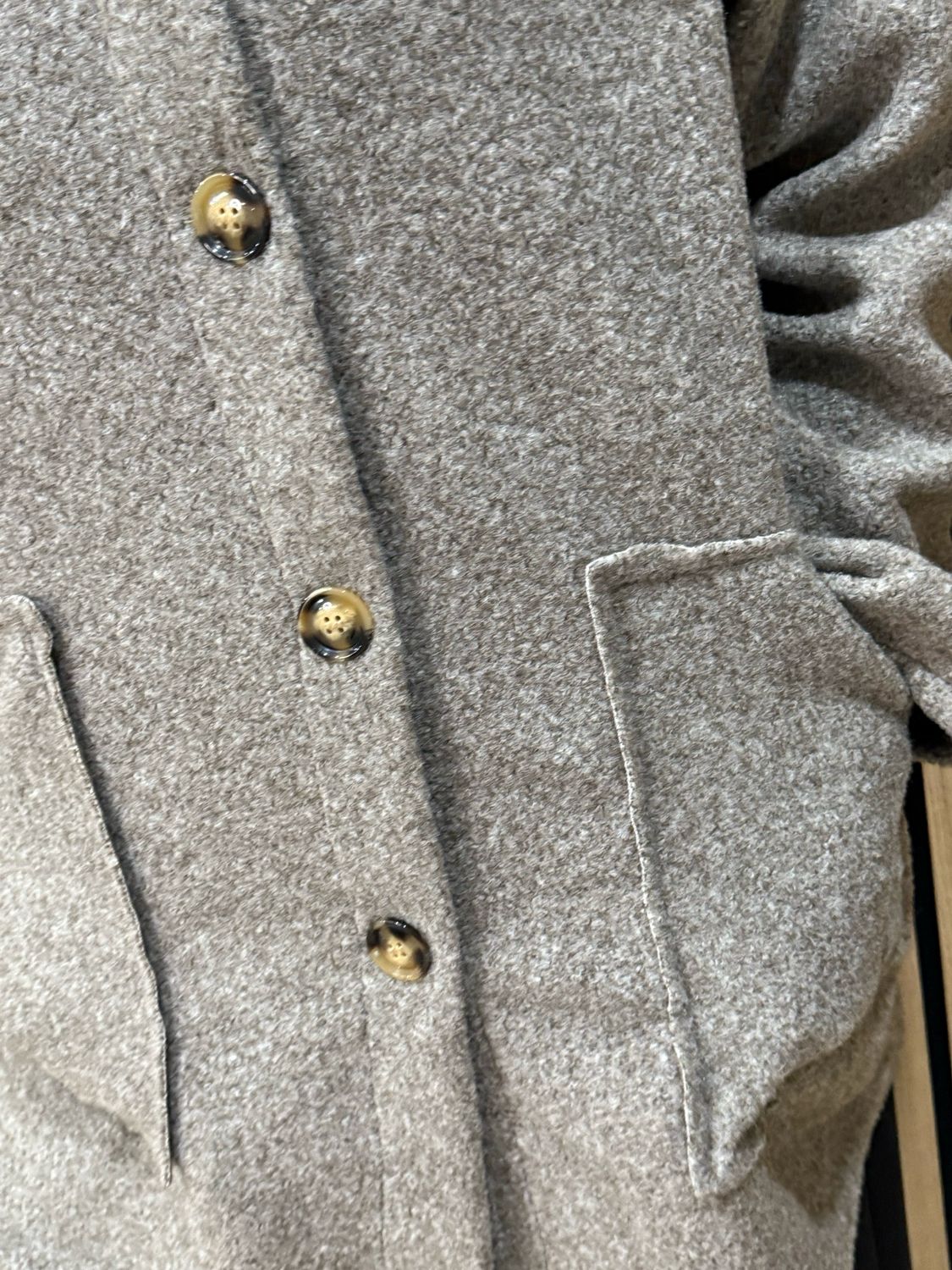 Button - Up Hooded Coat - Oatmeal