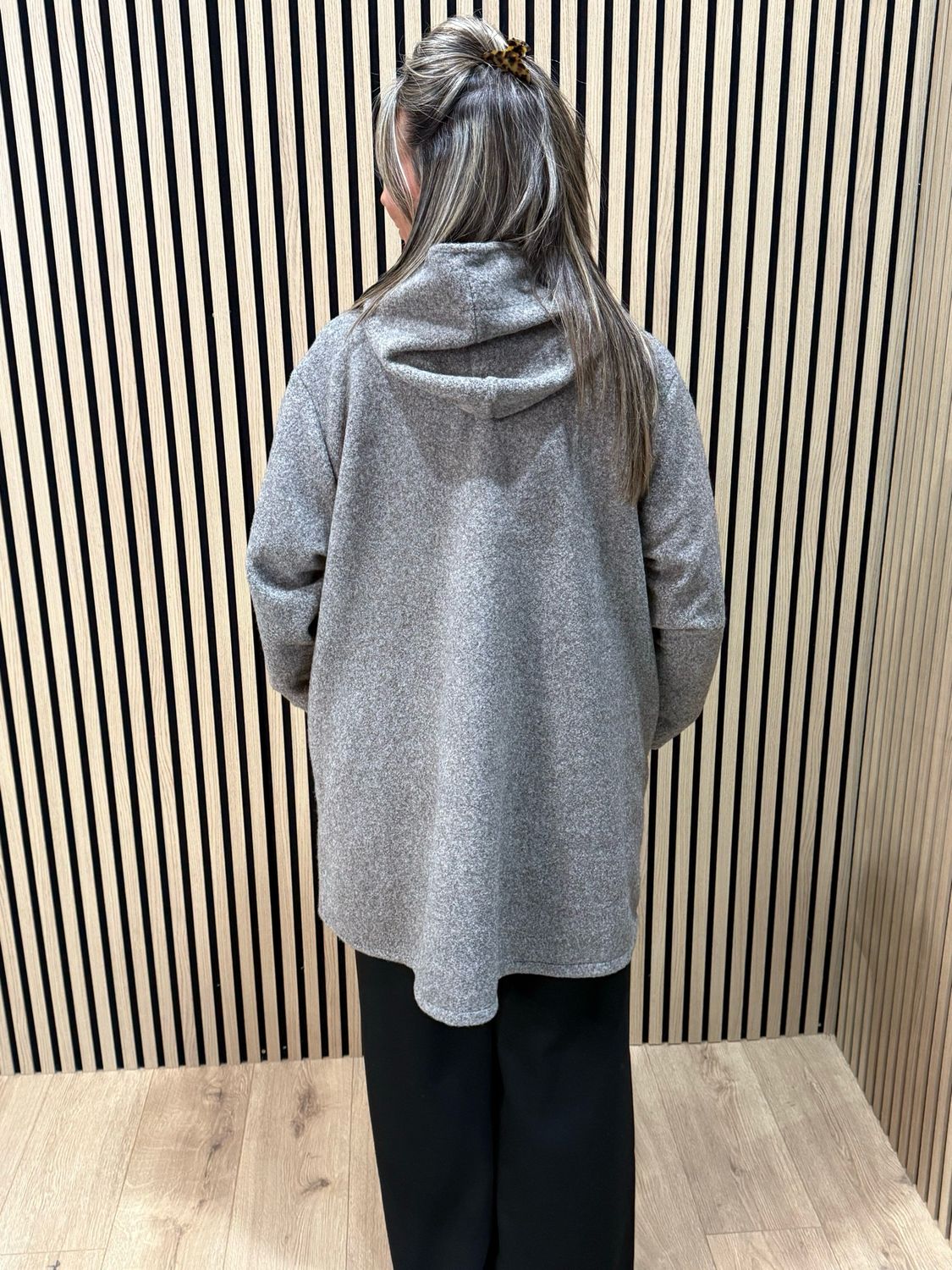 Button - Up Hooded Coat - Oatmeal