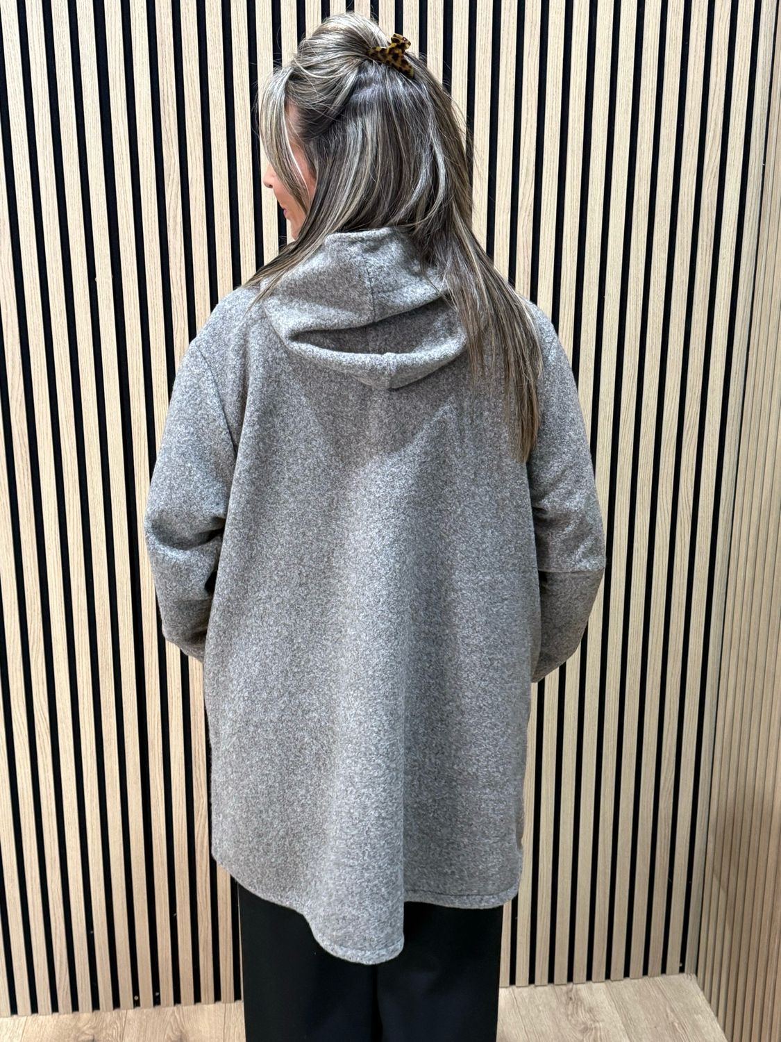Button - Up Hooded Coat - Oatmeal