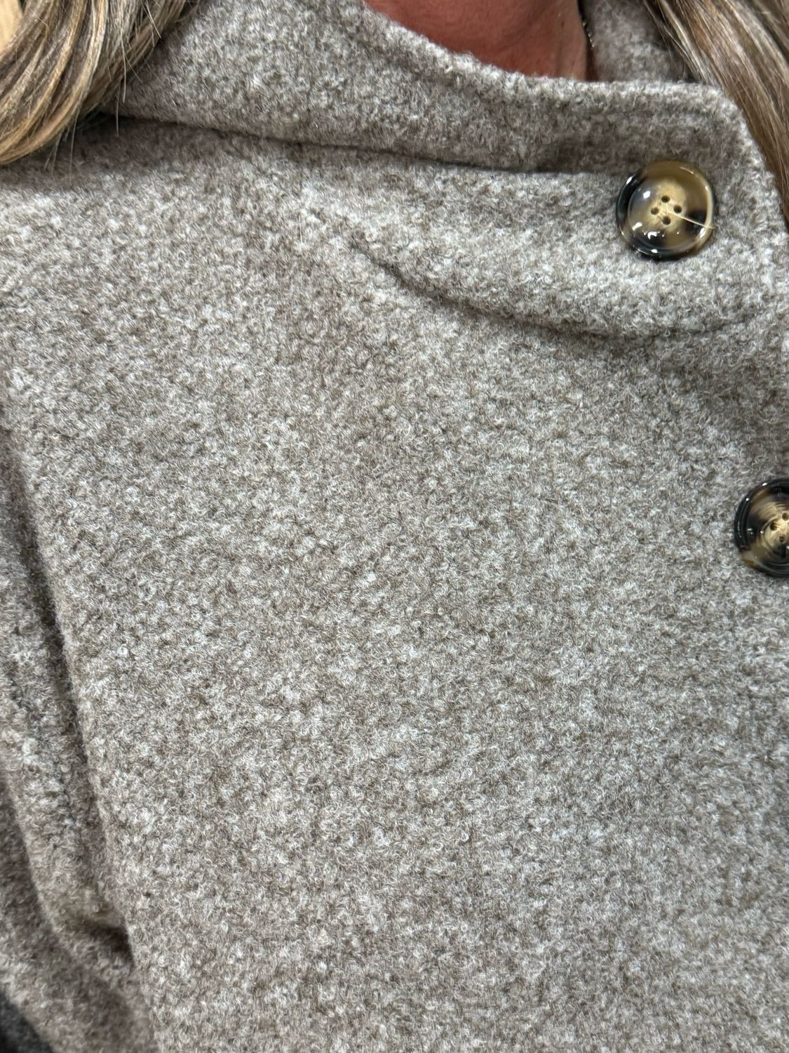 Button - Up Hooded Coat - Oatmeal