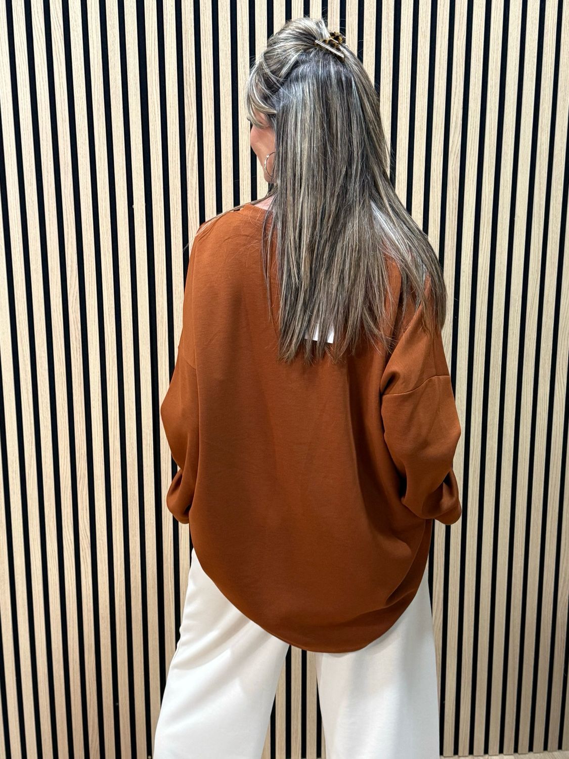 Leopard Trained Embellished Jumper - Rust