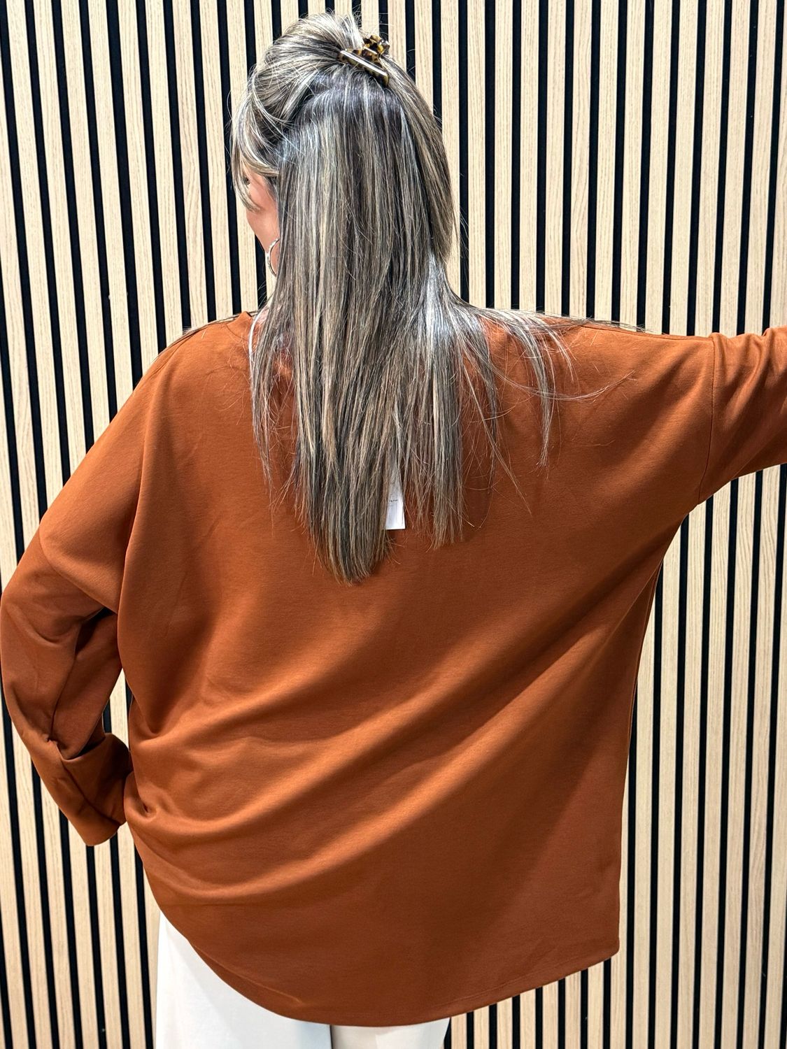 Leopard Trained Embellished Jumper - Rust