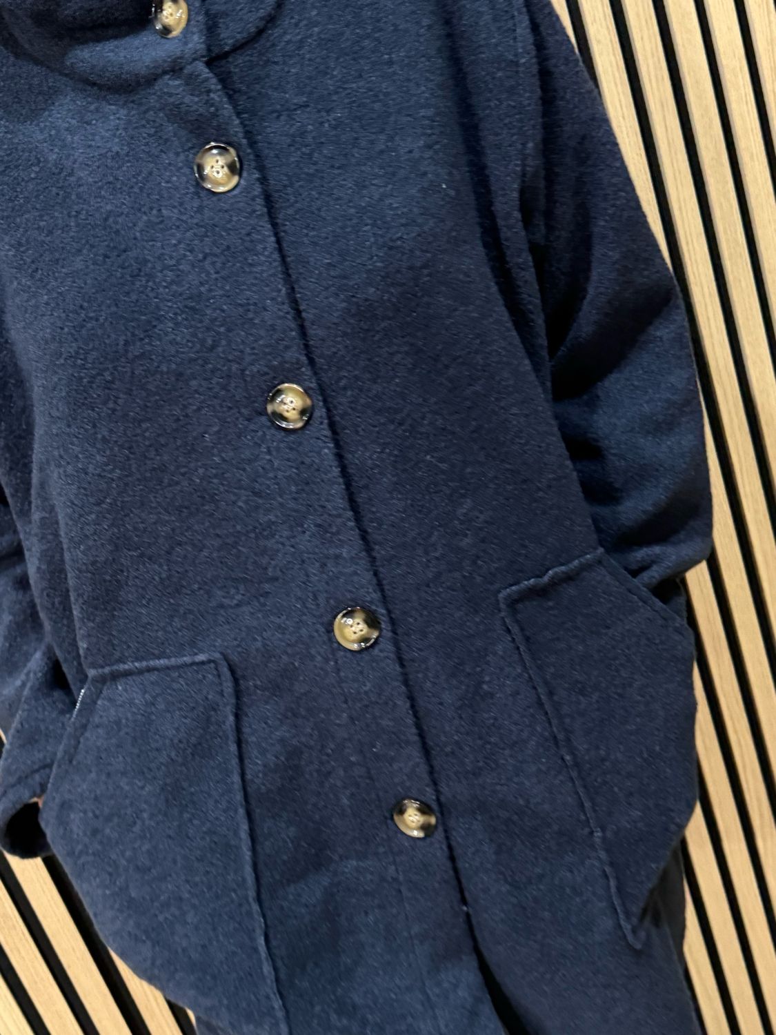 Button - Up Hooded Coat - Navy