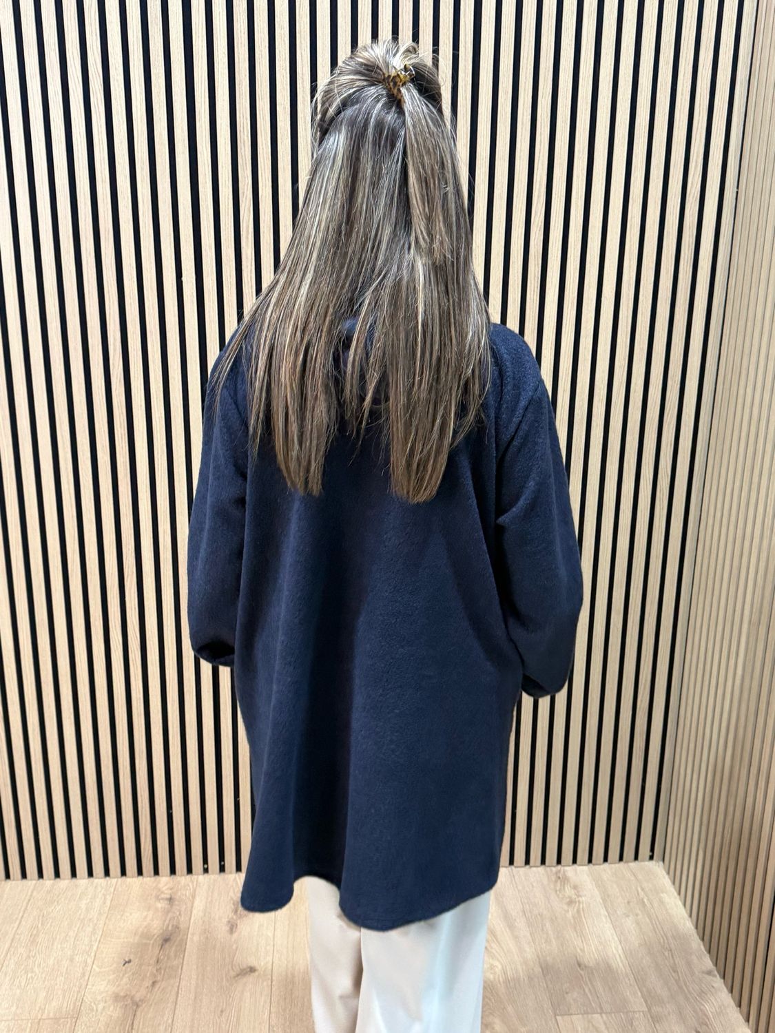 Button - Up Hooded Coat - Navy