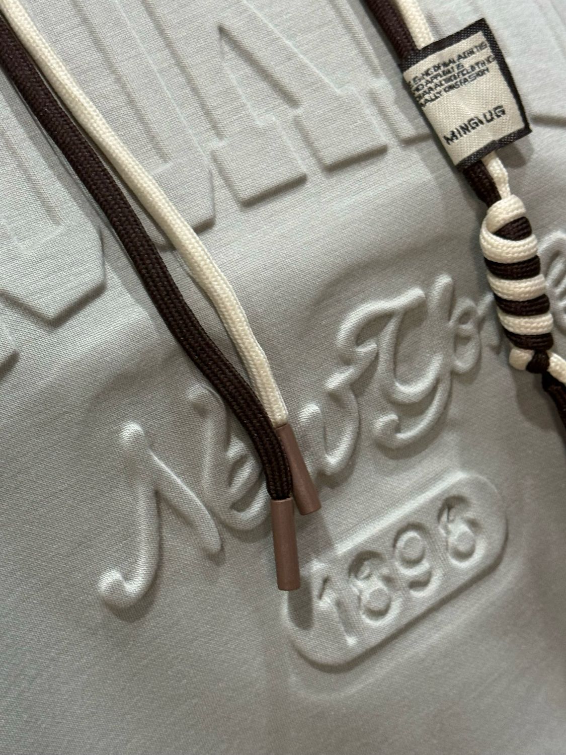 Embossed Detail Oversized Hoodie - Stone