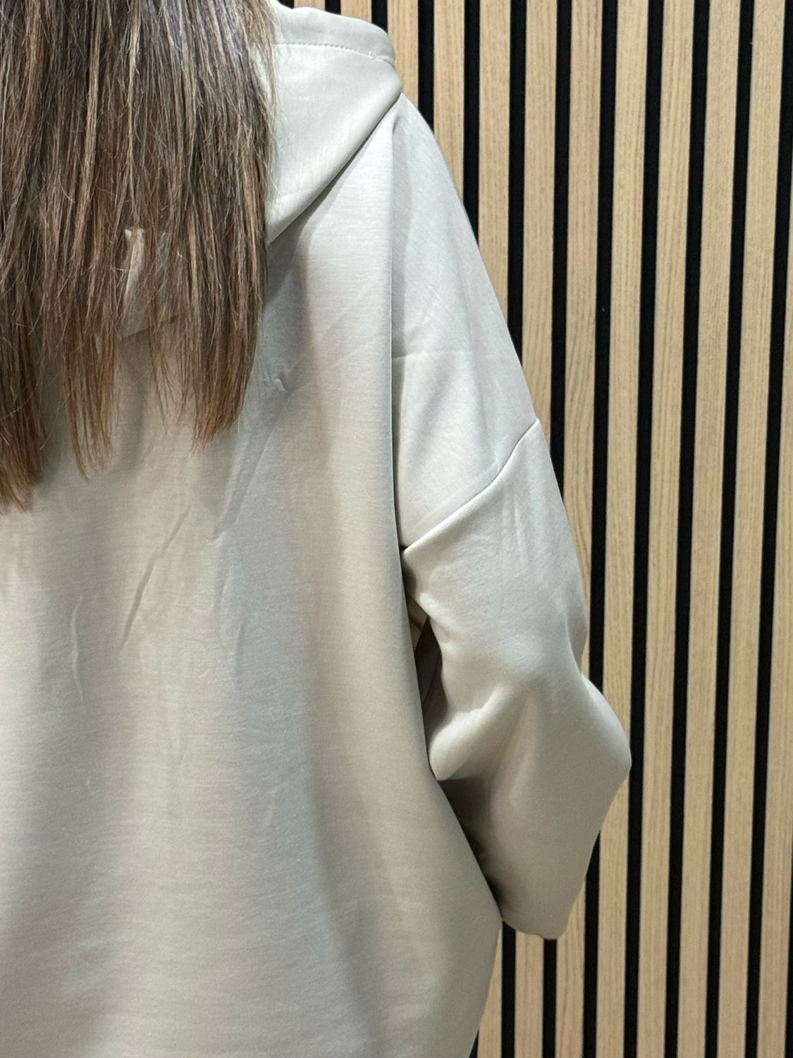 Embossed Detail Oversized Hoodie - Stone