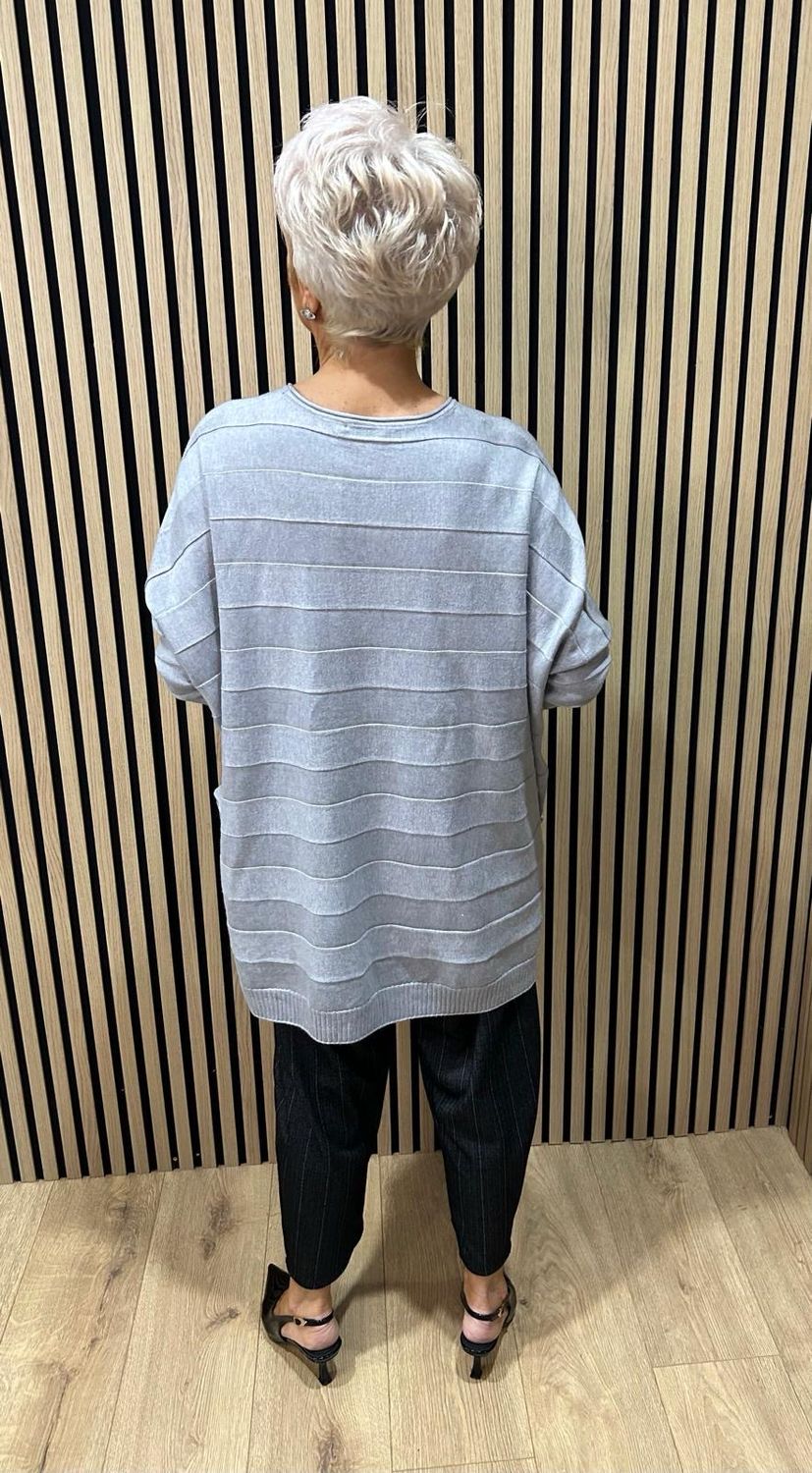 Oversized Pocket Detail Jumper - Grey