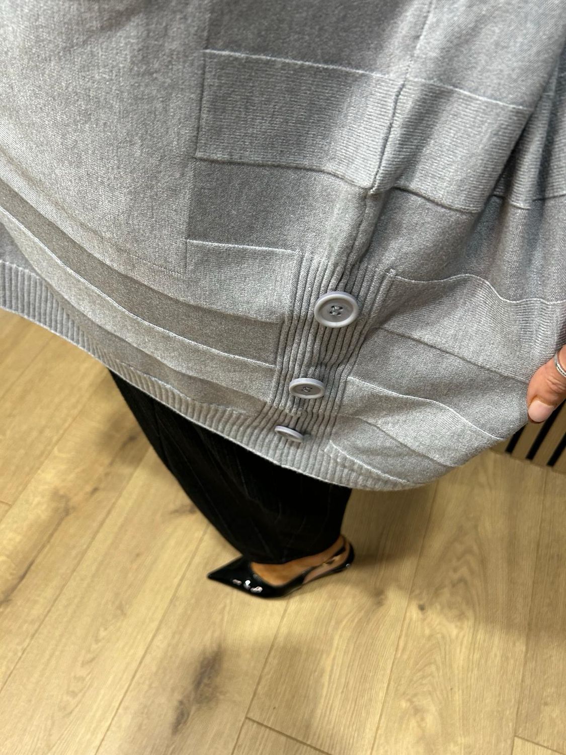 Oversized Pocket Detail Jumper - Grey