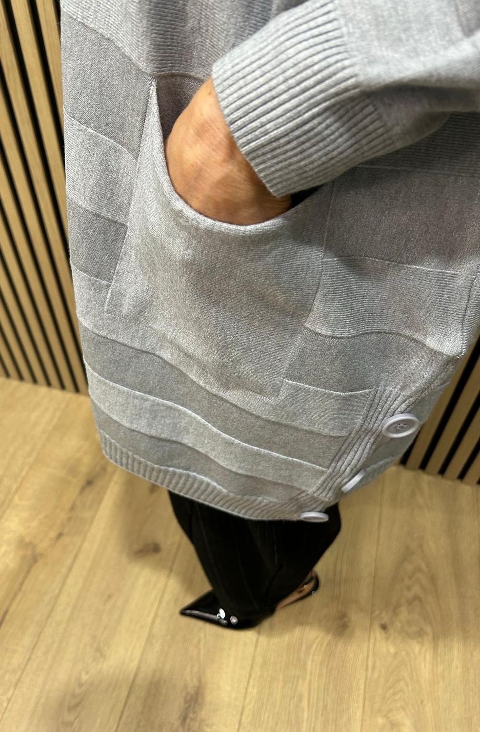 Oversized Pocket Detail Jumper - Grey