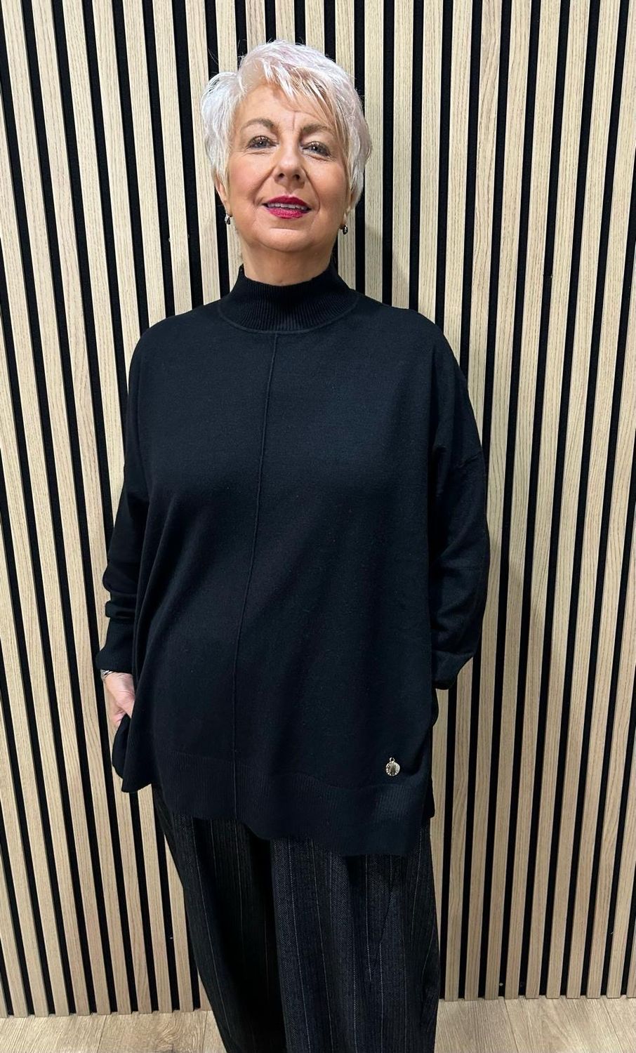 Oversized Ribbed Detail Jumper - Black