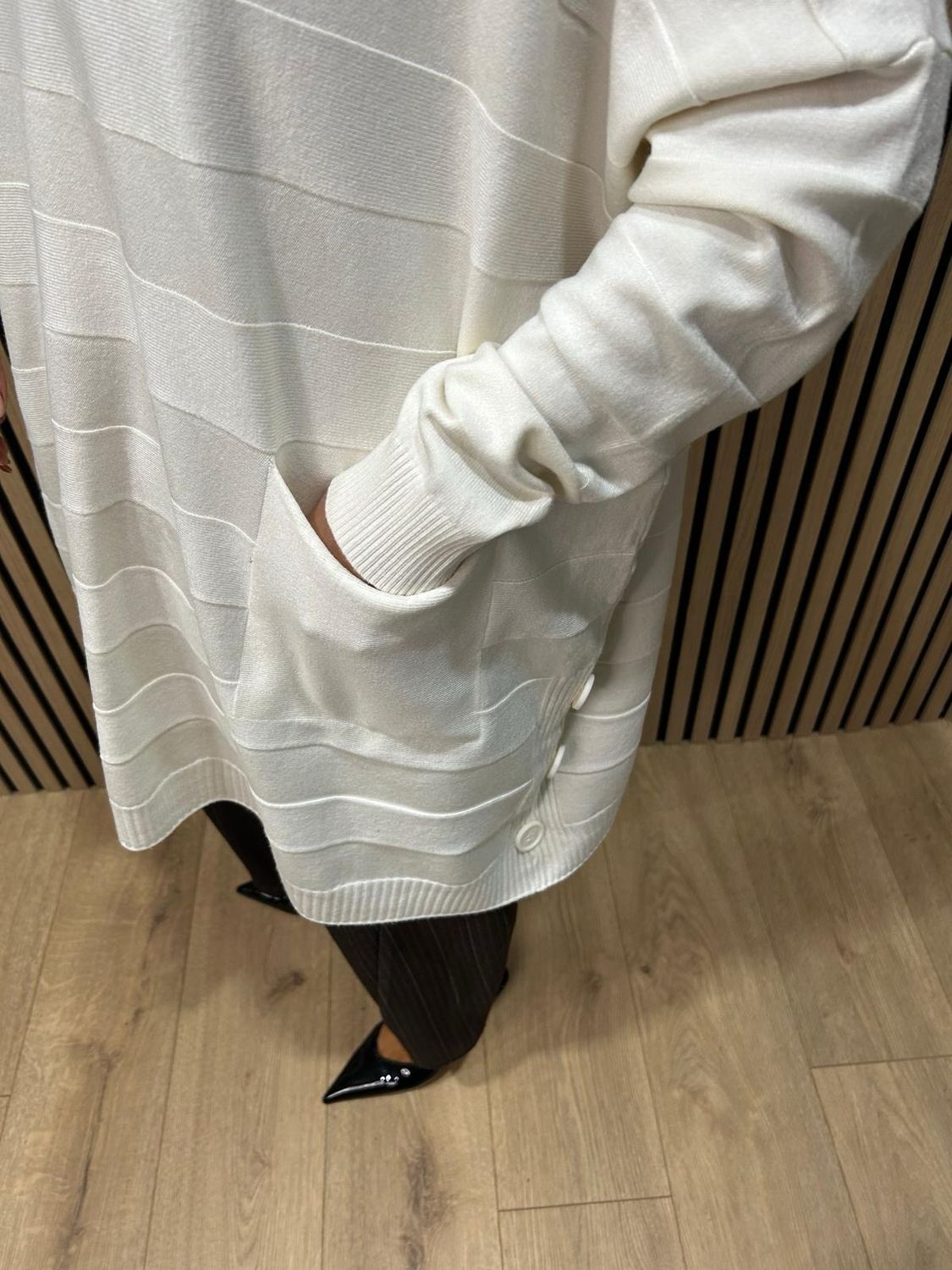 Oversized Pocket Detail Jumper - Cream