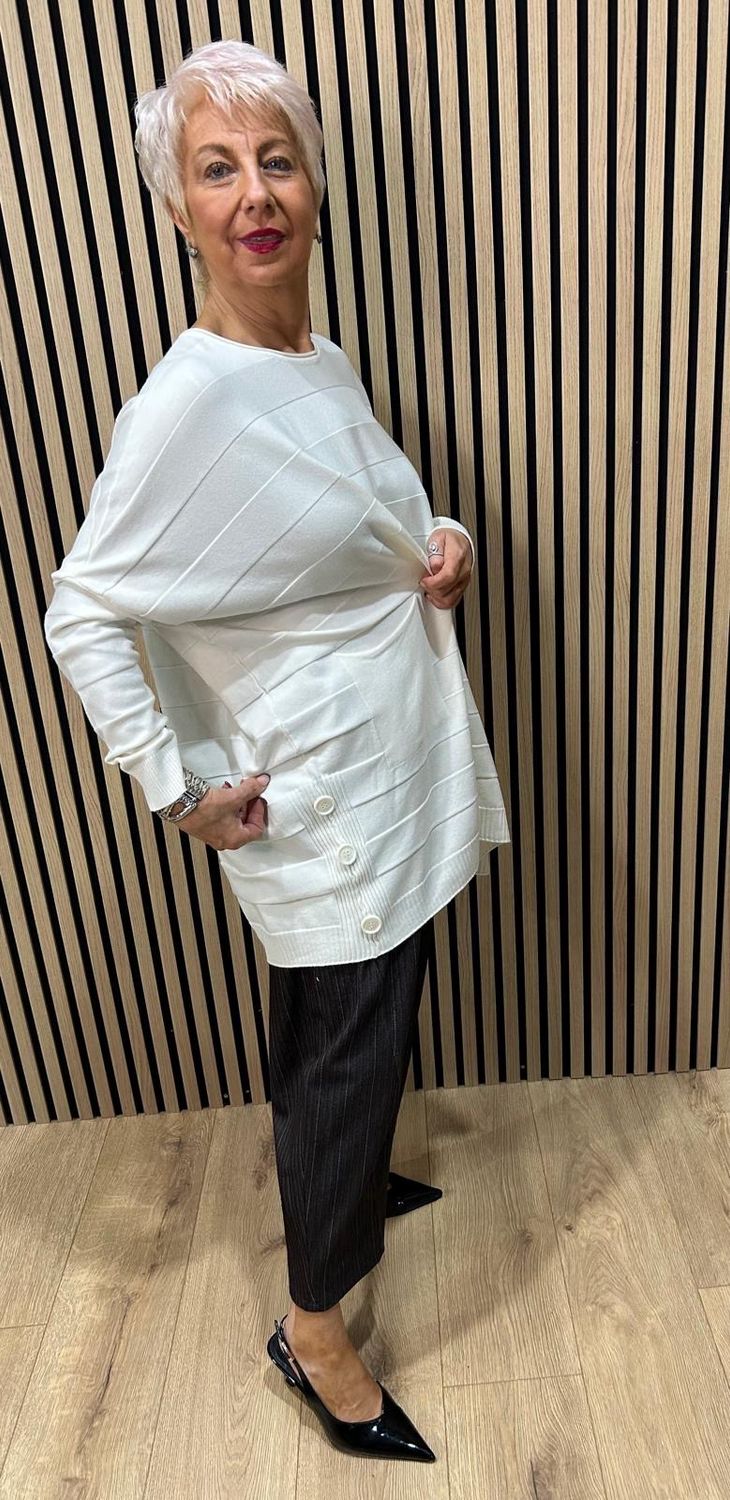 Oversized Pocket Detail Jumper - Cream