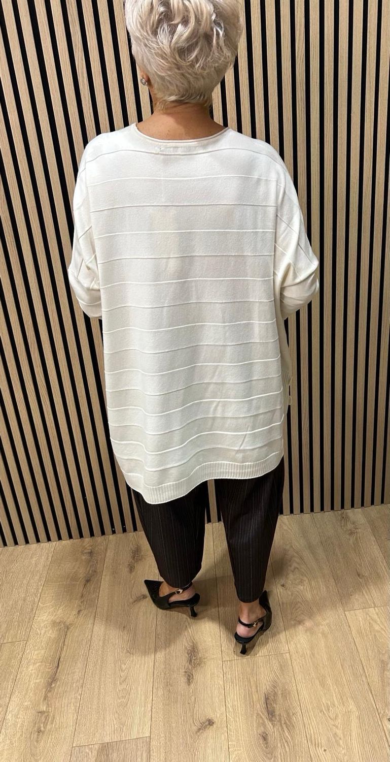 Oversized Pocket Detail Jumper - Cream