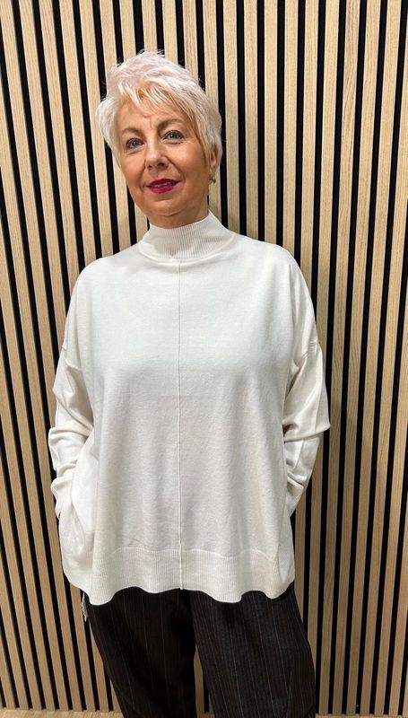Oversized Ribbed Detail Jumper - Cream
