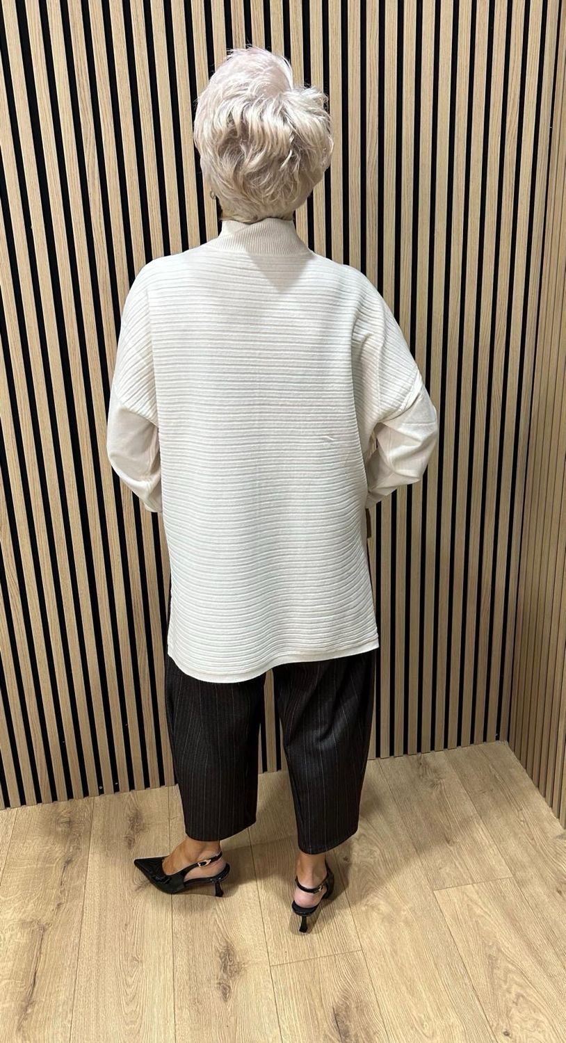 Oversized Ribbed Detail Jumper - Cream