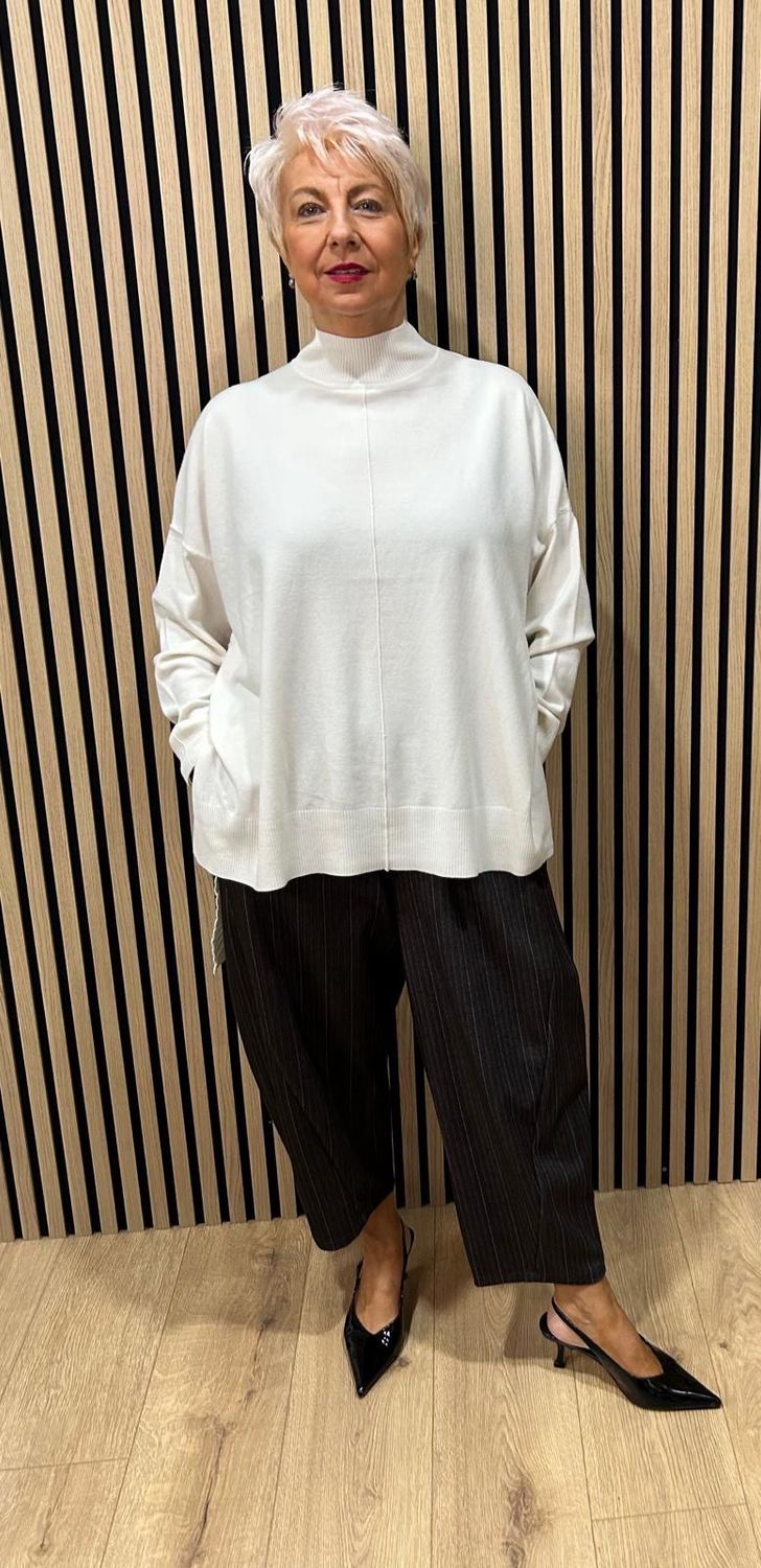 Oversized Ribbed Detail Jumper - Cream