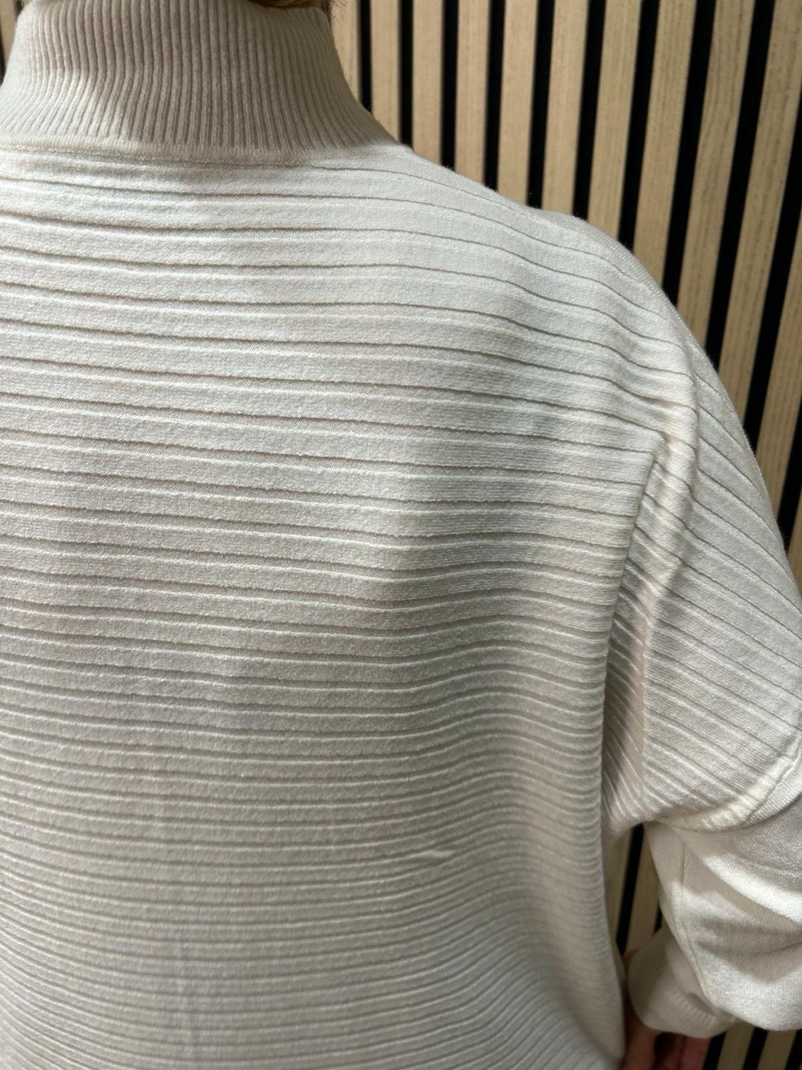Oversized Ribbed Detail Jumper - Cream
