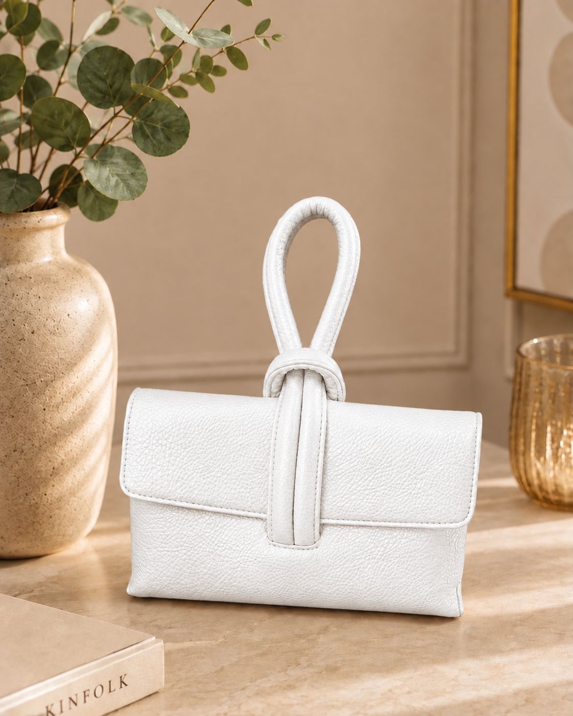 Loop Handle Clutch Bag – White
