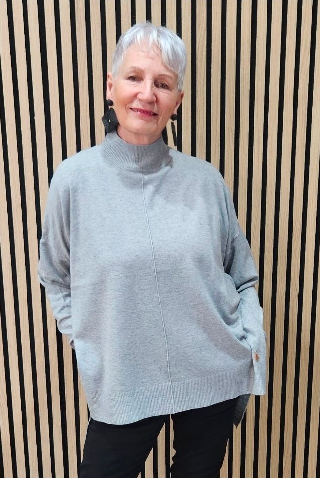 Oversized Ribbed Detail Jumper – Grey