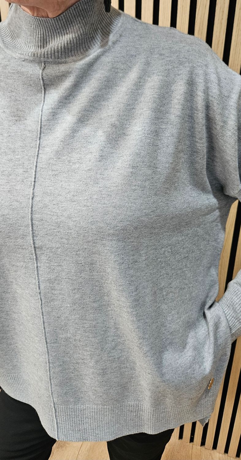 Oversized Ribbed Detail Jumper – Grey