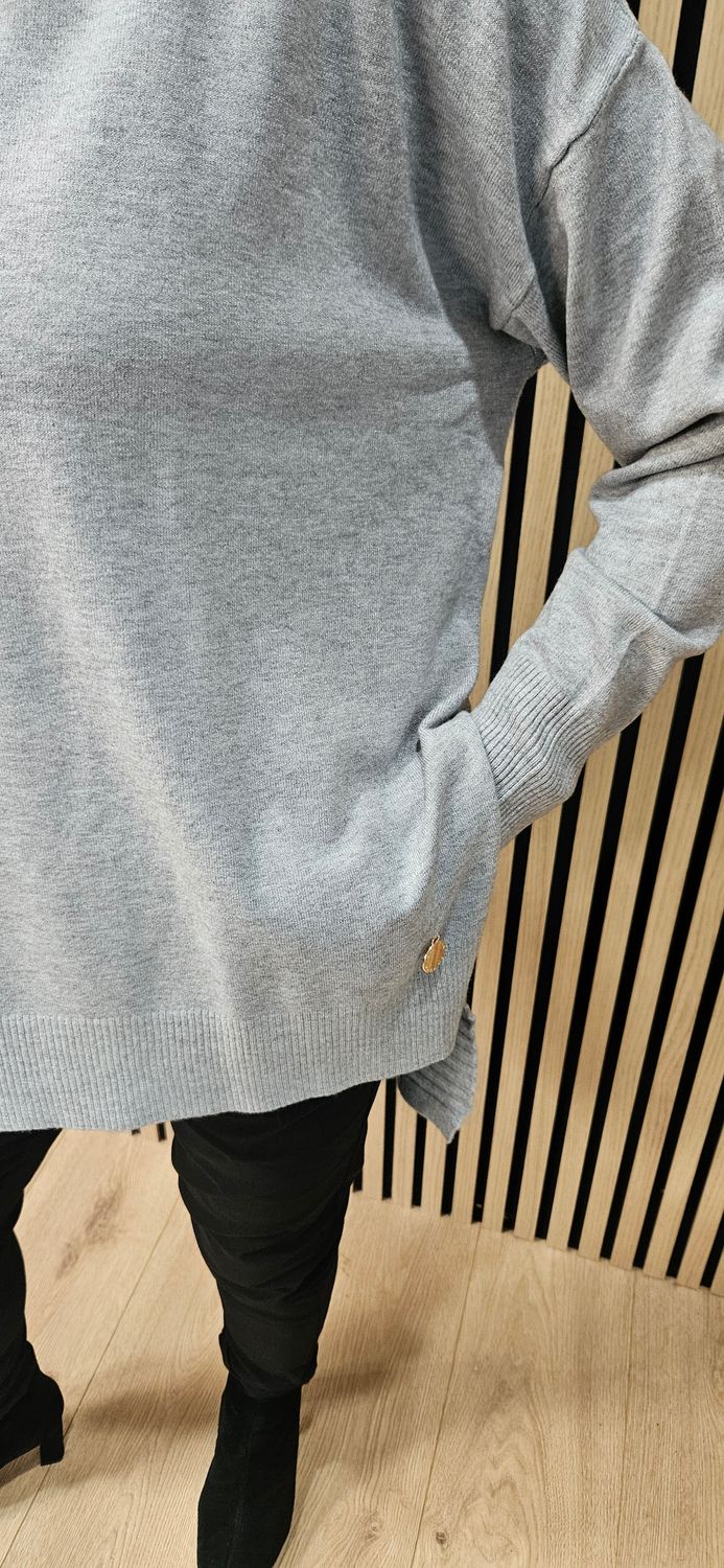 Oversized Ribbed Detail Jumper – Grey