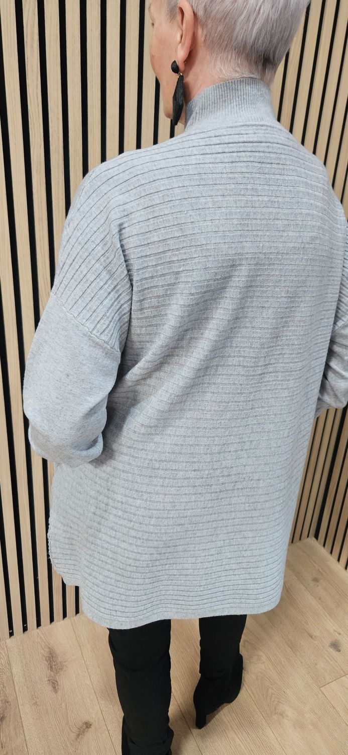 Oversized Ribbed Detail Jumper – Grey