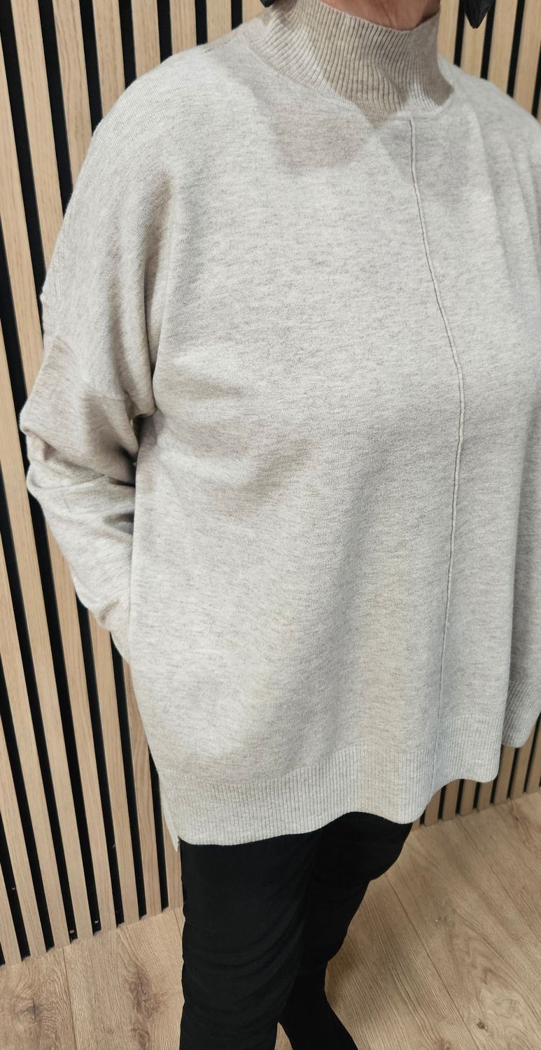 Oversized Ribbed Detail Jumper – Oatmeal