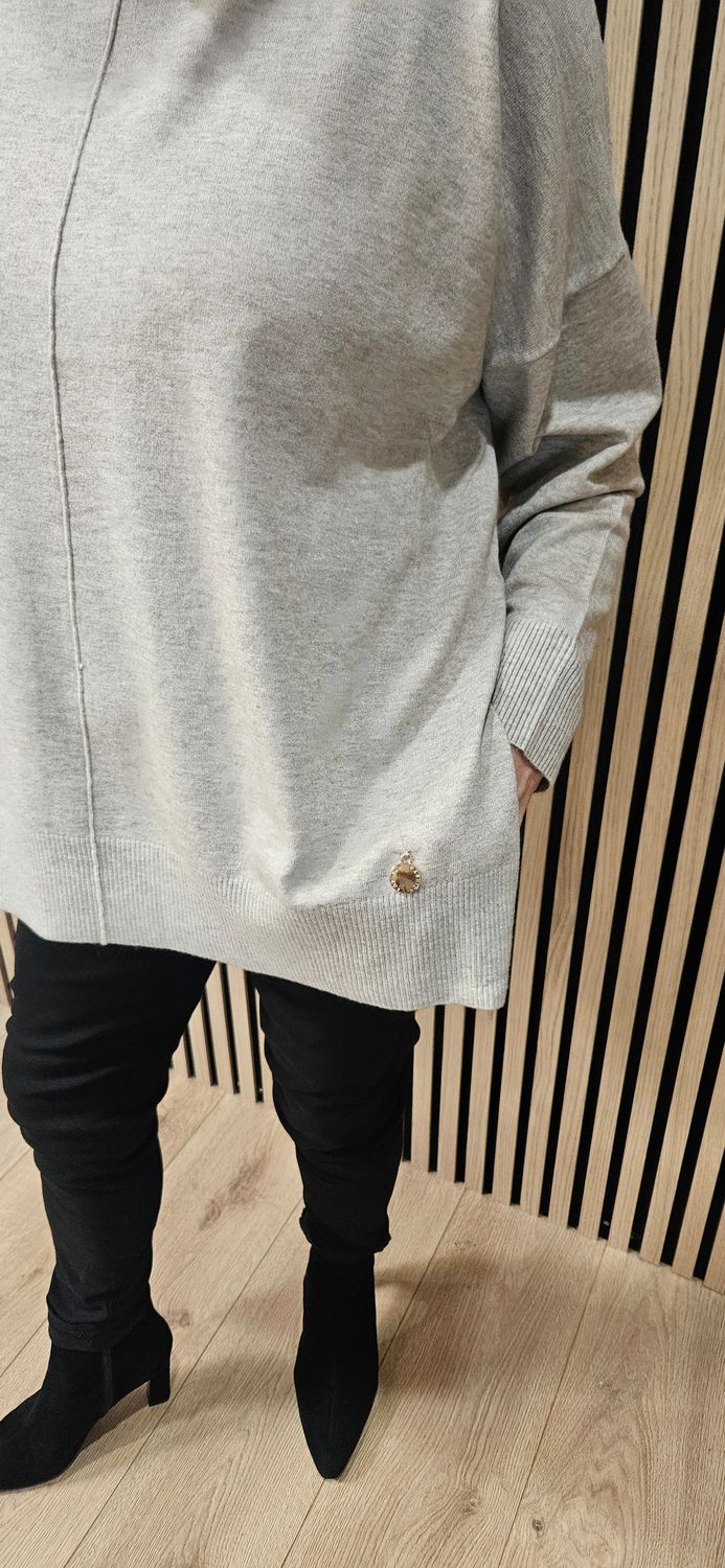 Oversized Ribbed Detail Jumper – Oatmeal