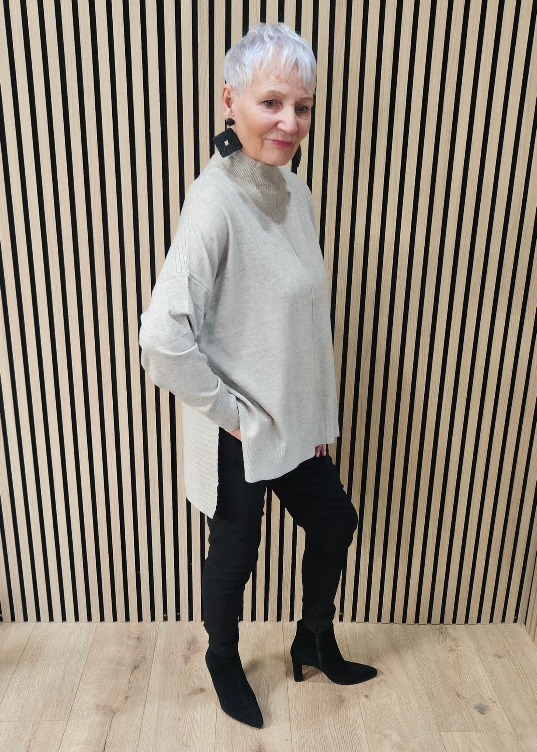Oversized Ribbed Detail Jumper – Oatmeal