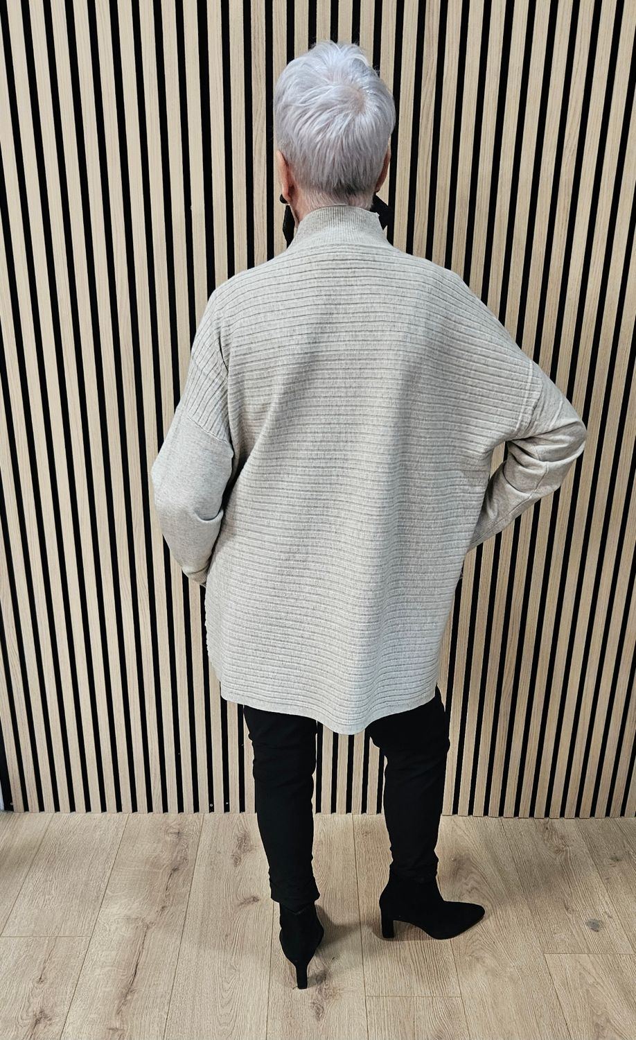 Oversized Ribbed Detail Jumper – Oatmeal