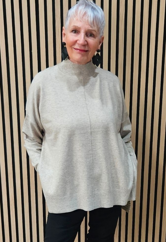 Oversized Ribbed Detail Jumper – Oatmeal