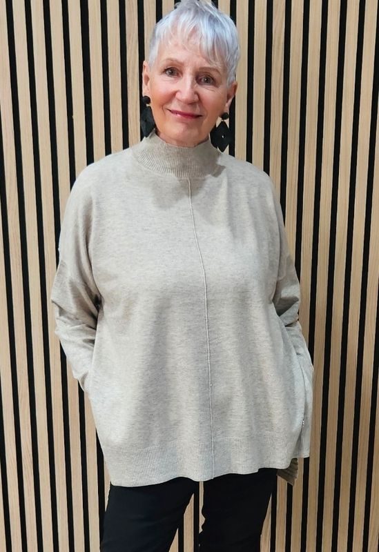 Oversized Ribbed Detail Jumper – Oatmeal