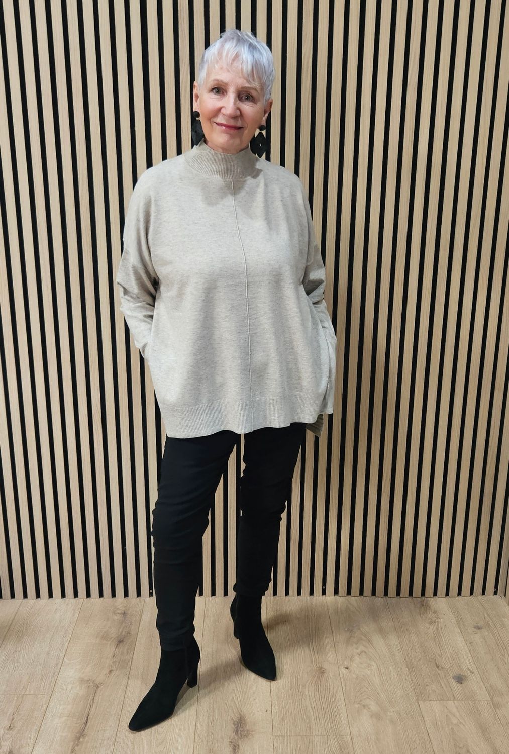 Oversized Ribbed Detail Jumper – Oatmeal