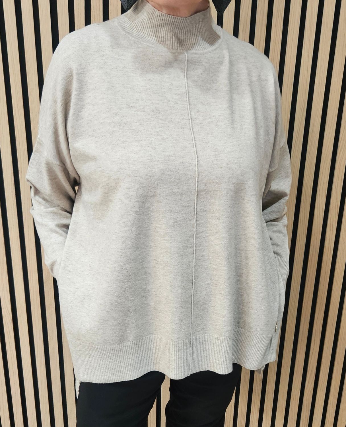 Oversized Ribbed Detail Jumper – Oatmeal