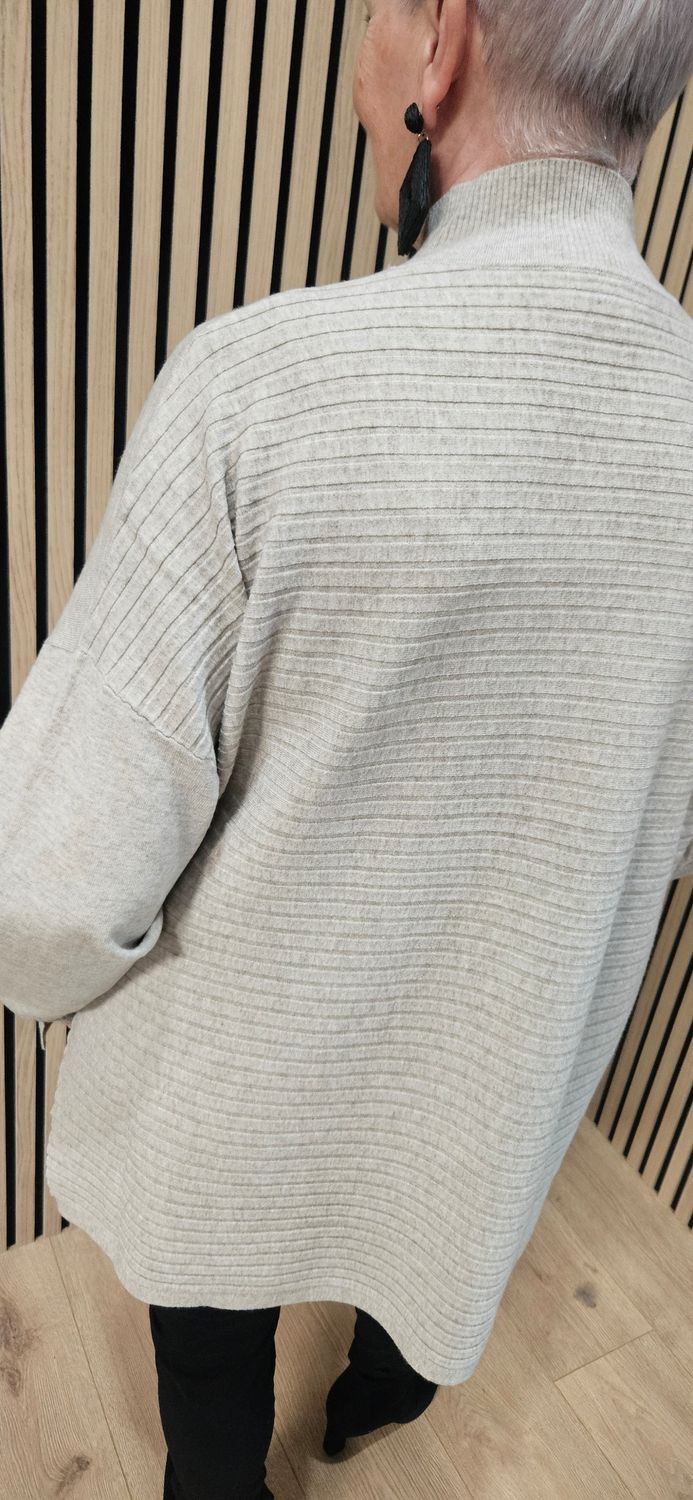 Oversized Ribbed Detail Jumper – Oatmeal