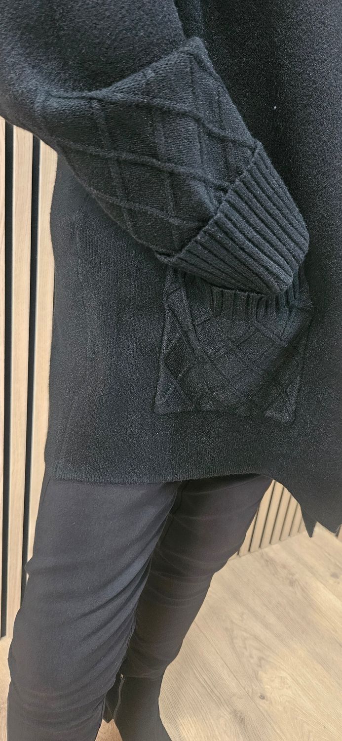 Gold-Button Poncho Cardigan