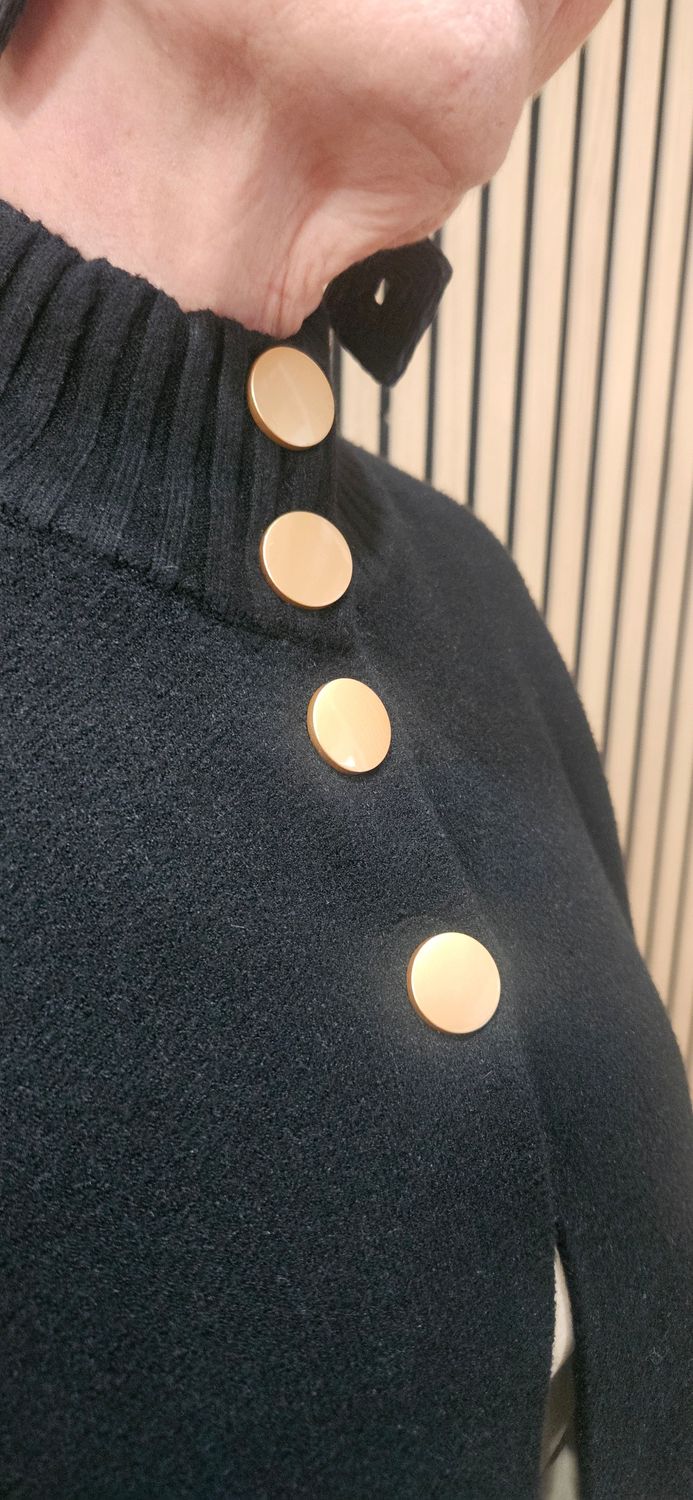 Gold-Button Poncho Cardigan