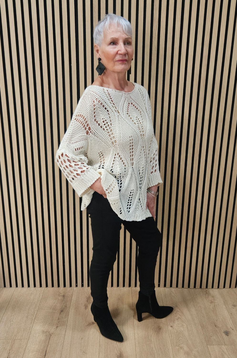 Openwork Leaf-Knit Top