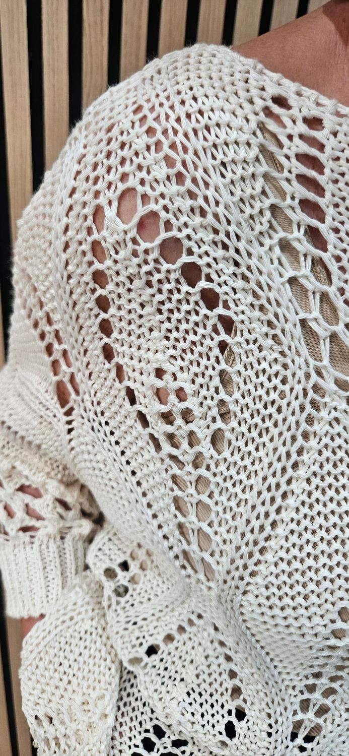 Openwork Leaf-Knit Top