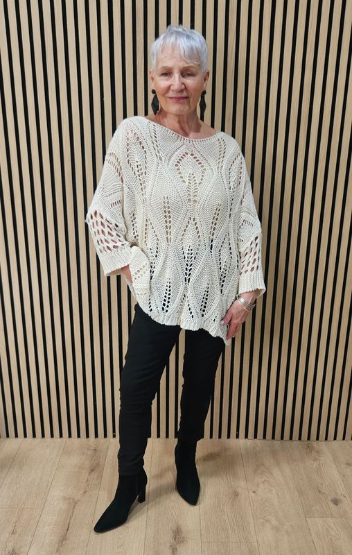 Openwork Leaf-Knit Top