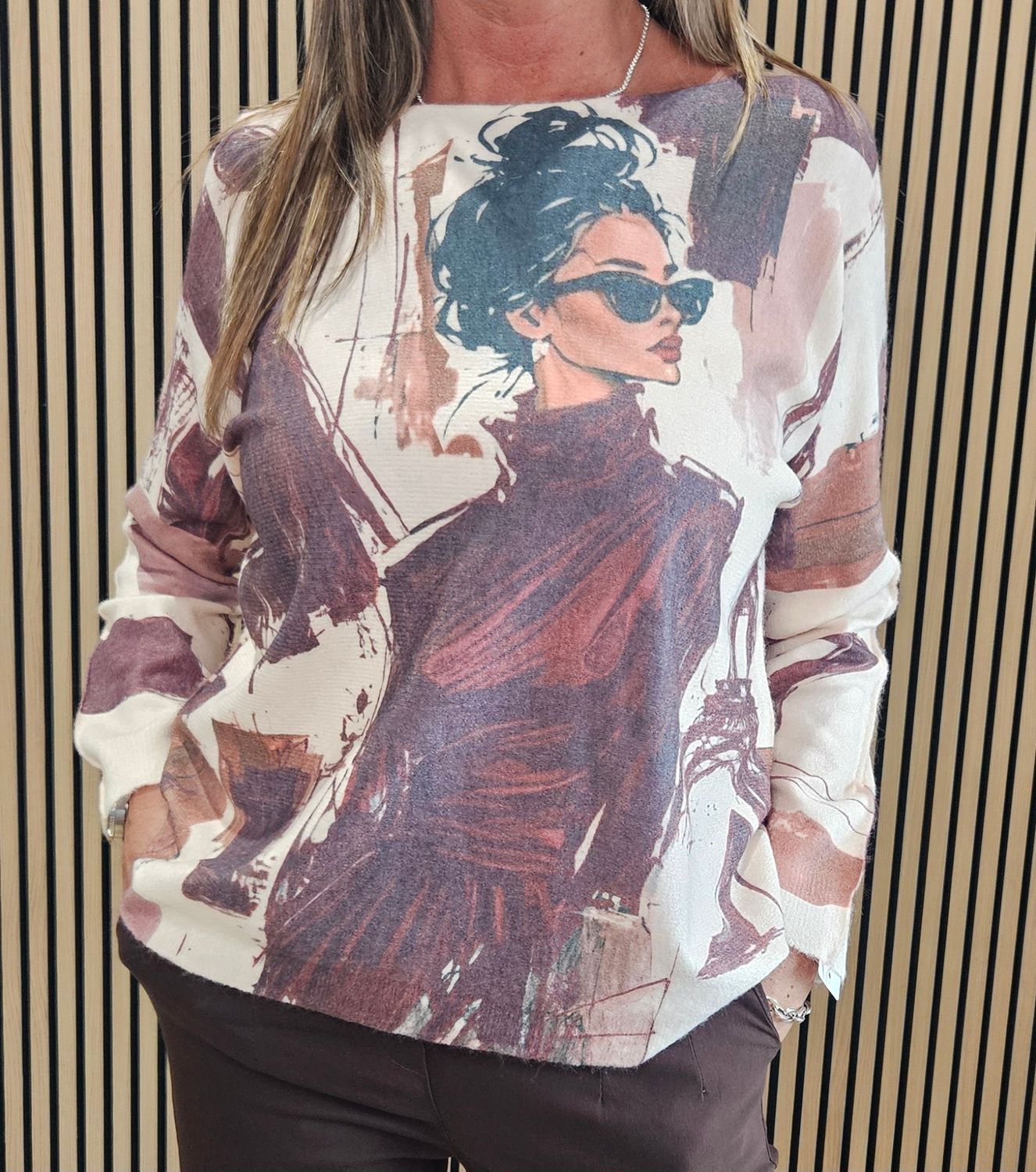 Abstract Face Jumper – Brown Diva