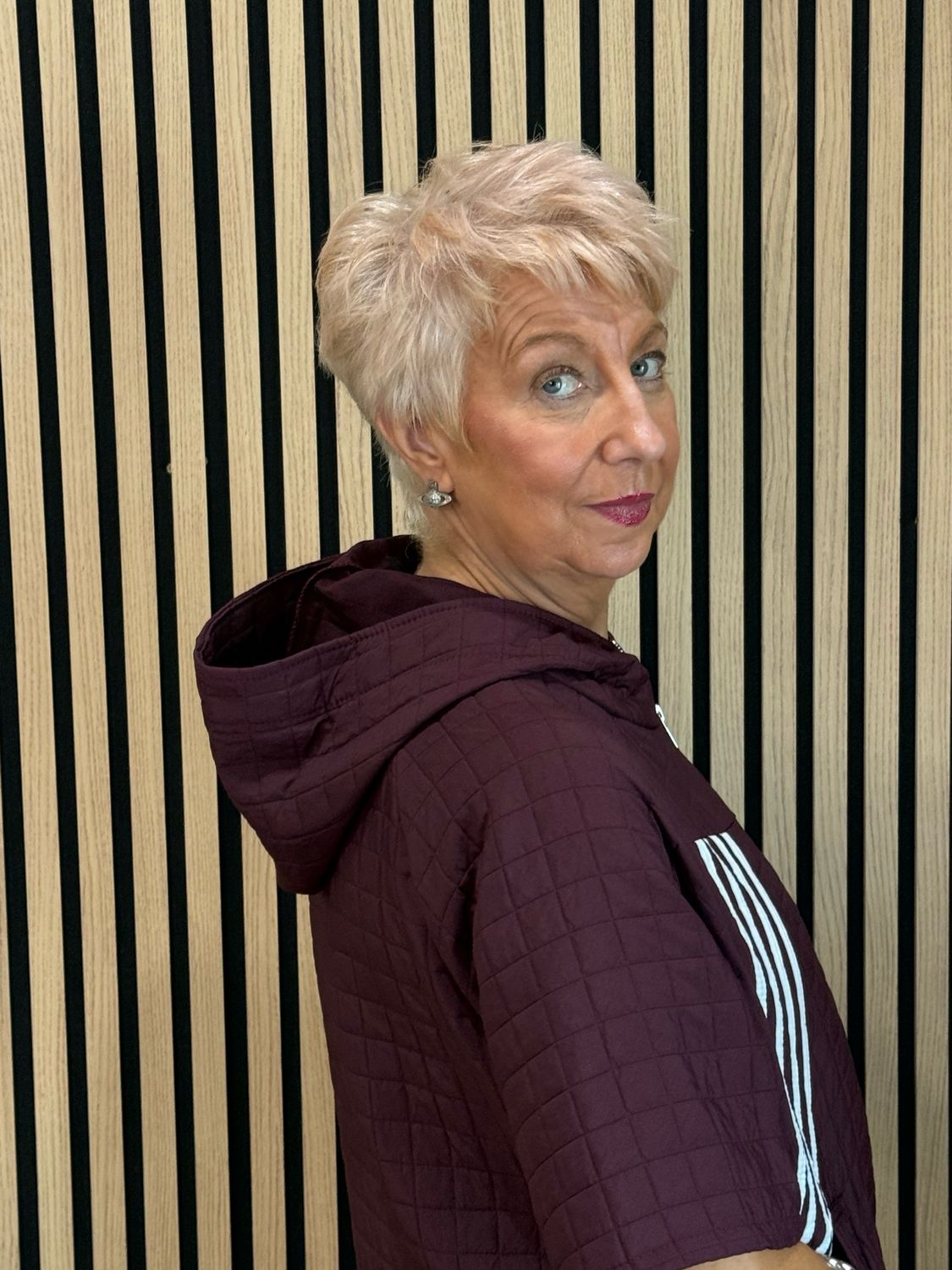 Quilted Hooded Zip Jacket - Burgundy