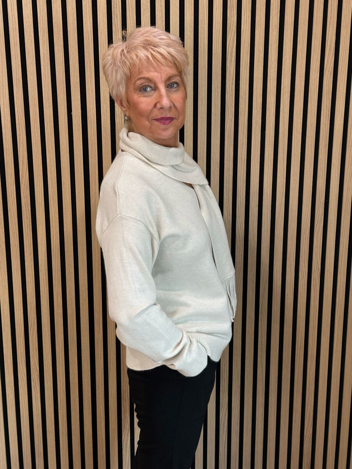 Jumper And Scarf Set - Cream