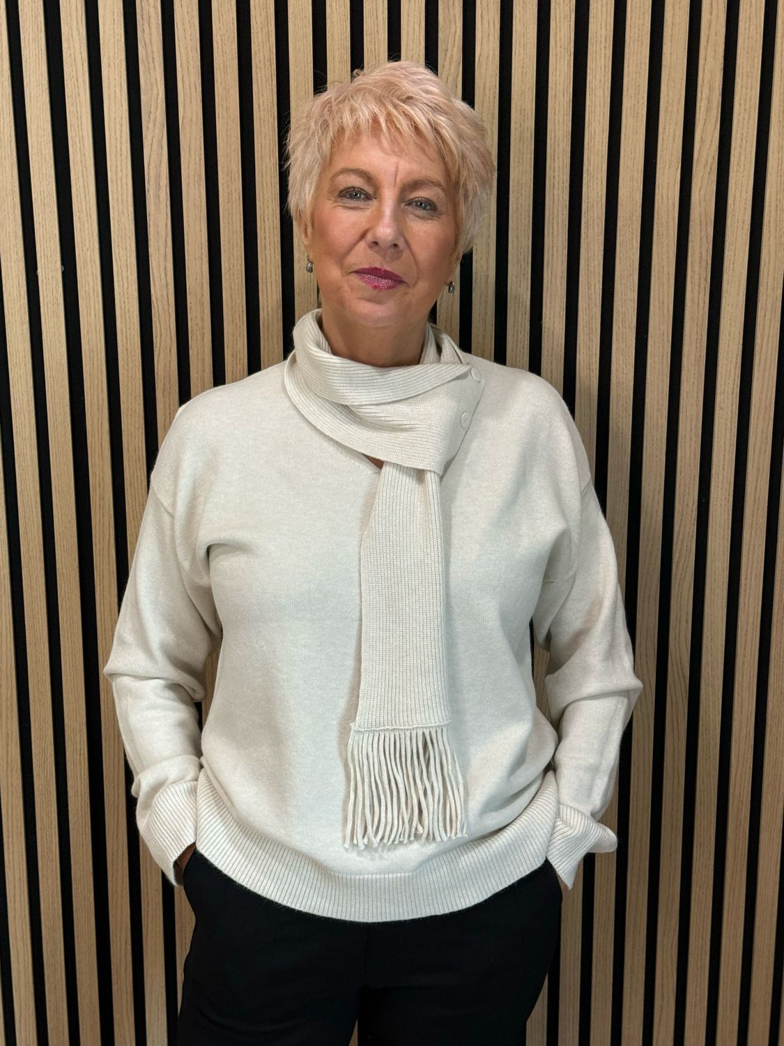 Jumper And Scarf Set - Cream