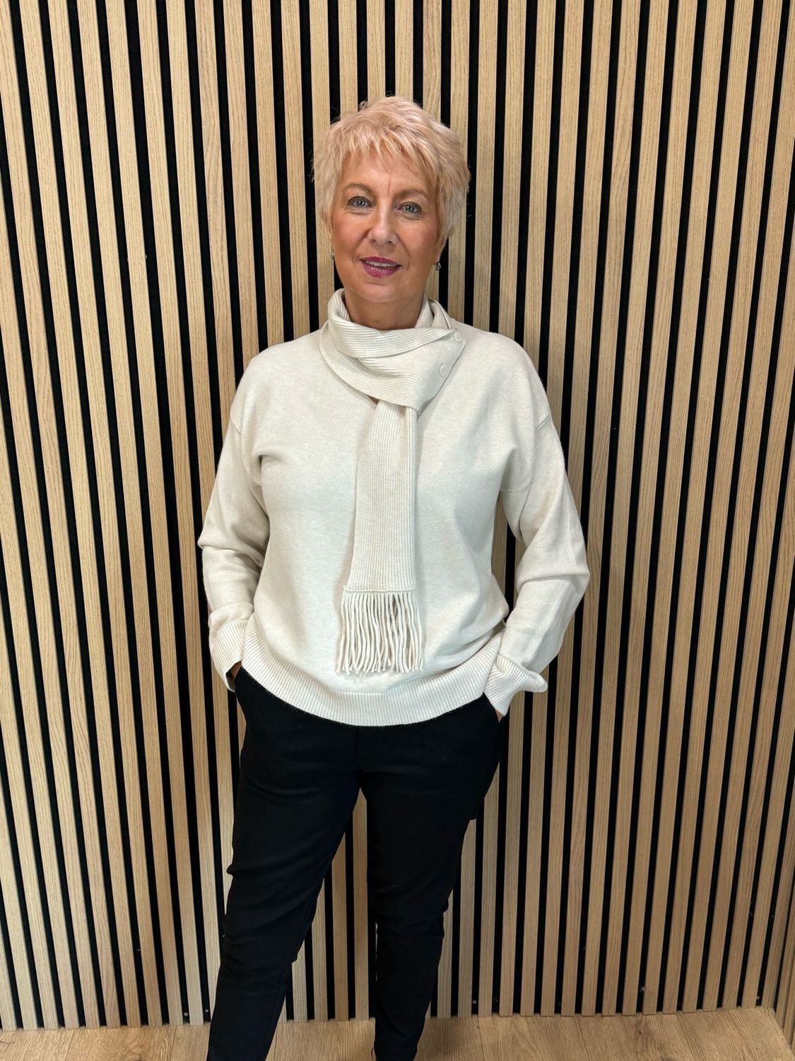 Jumper And Scarf Set - Cream
