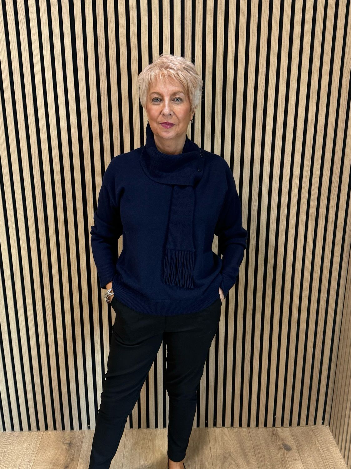 Jumper And Scarf Set - Navy