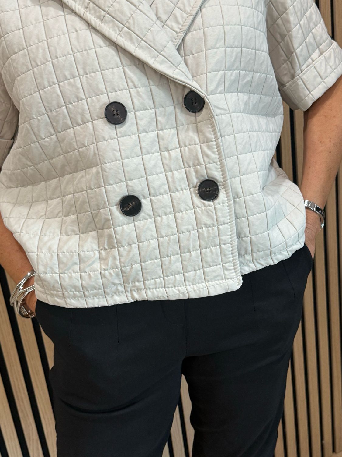 Quilted Short Sleeve Jacket - Stone