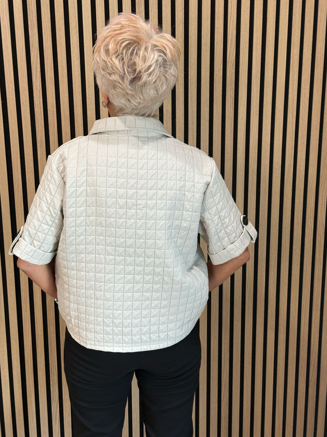 Quilted Short Sleeve Jacket - Stone