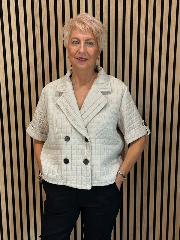 Quilted Short Sleeve Jacket - Stone