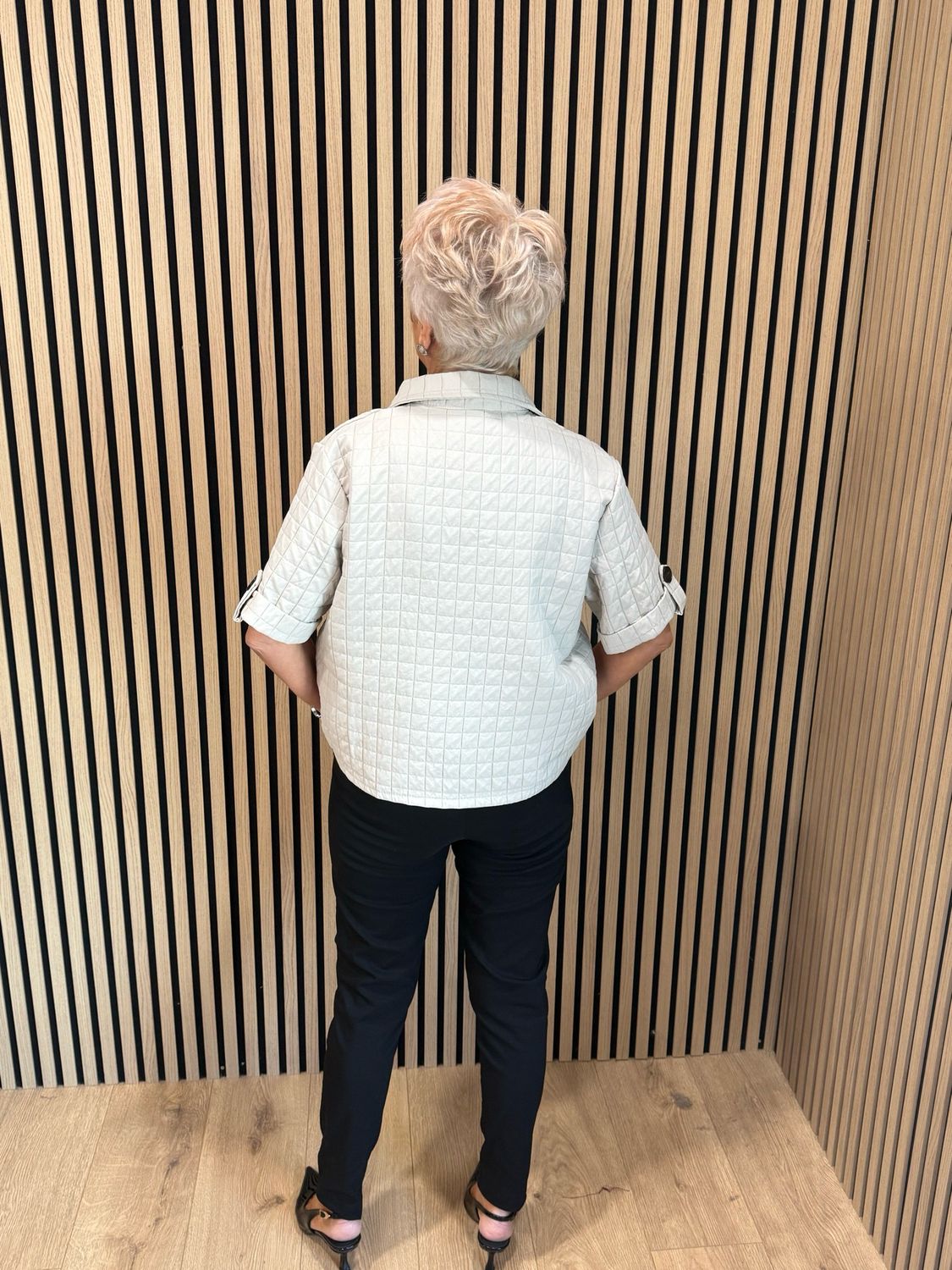 Quilted Short Sleeve Jacket - Stone